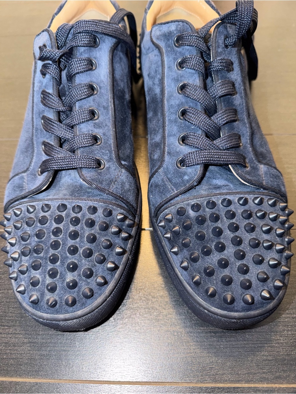 Authentic Christian Louboutin Dark Blue Spiked Sneakers